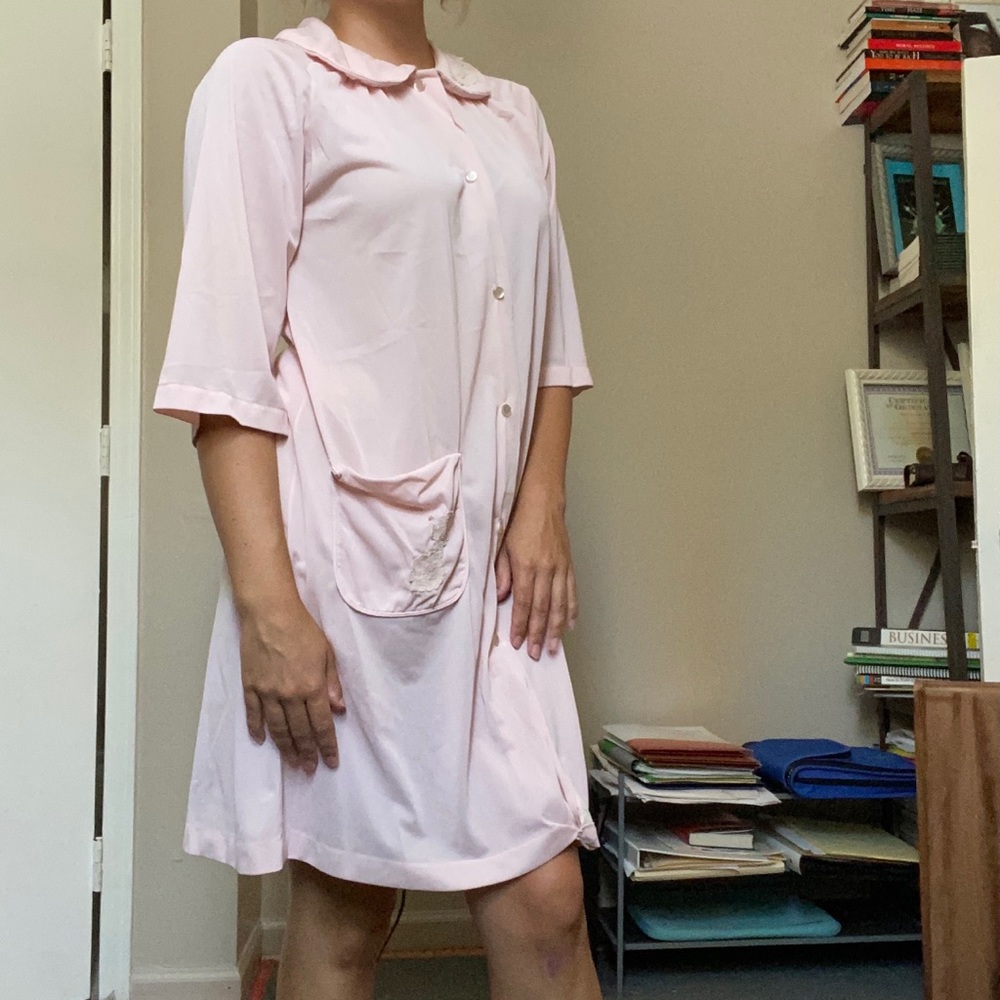 Vintage 60s Pastel Pink Nighty Robe Dress